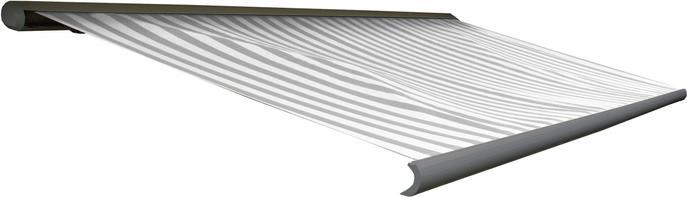 Produktbild Swisshandel24 Elektrische Kassettenmarkise, Markise Vollkassette 4x3m - Acryl Grau/Weiss, Rahmen grau (4 m)