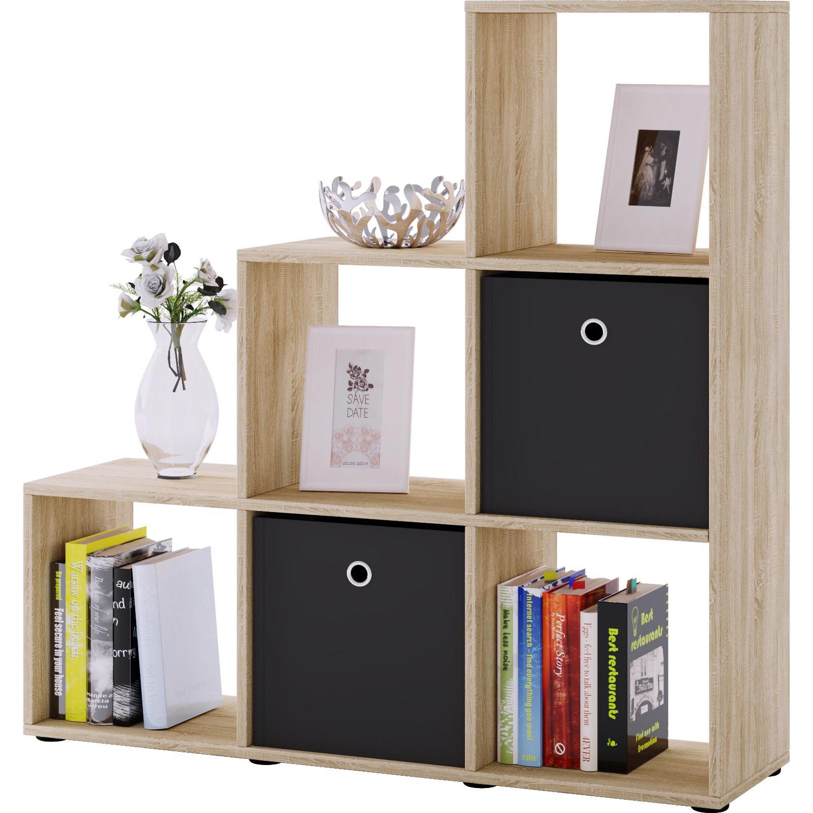 VCM, Regal, Holz Stand Treppenregal 6 Fächer Nitas (108 x 29 x 105 cm)