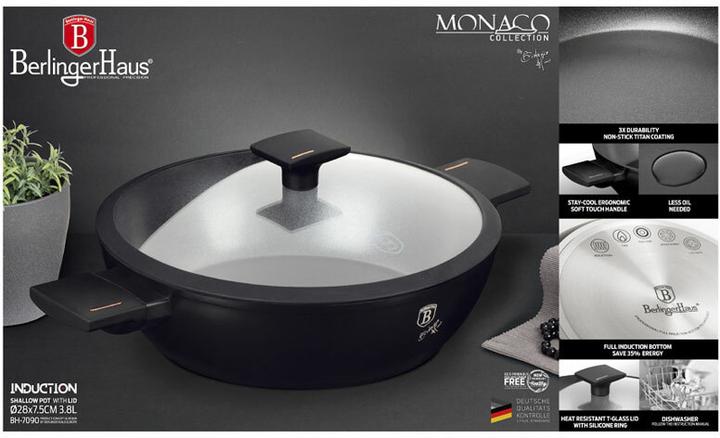 Immagine prodotto BerlingerHaus Casseruola bassa Monaco Collection con coperchio Ø 28 cm (28 cm, Pentola, Alluminio)