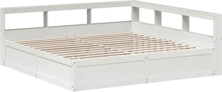 Produktbild vidaXL Massivholzbett mit Regal ohne Matratze Weiss 180x200 cm Kiefer (180 x 200 cm)