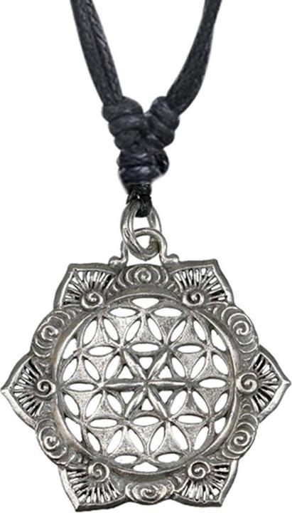 Star Piercing Halskette schwarz Anhänger silber Blume mit Stern (Messing)