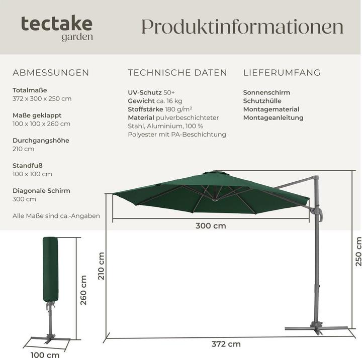 Produktbild tectake Ampelschirm (3 m)