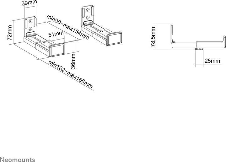 Actual product image Neomounts AWL29-550BL1 (1 pcs., Wall installation, Not movable)