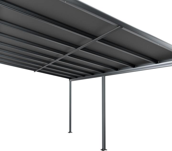 Image du produit Juskys Aluminium Terrassendach Borneo 4,9x3m mit Doppelsteg-Platten - Dunkelgrau