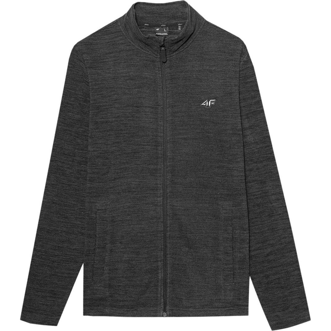 4F, Herren, Pullover, Herren Fleece M052 schwarz melange SS23TFLEM052 21M (S), Schwarz, (S)