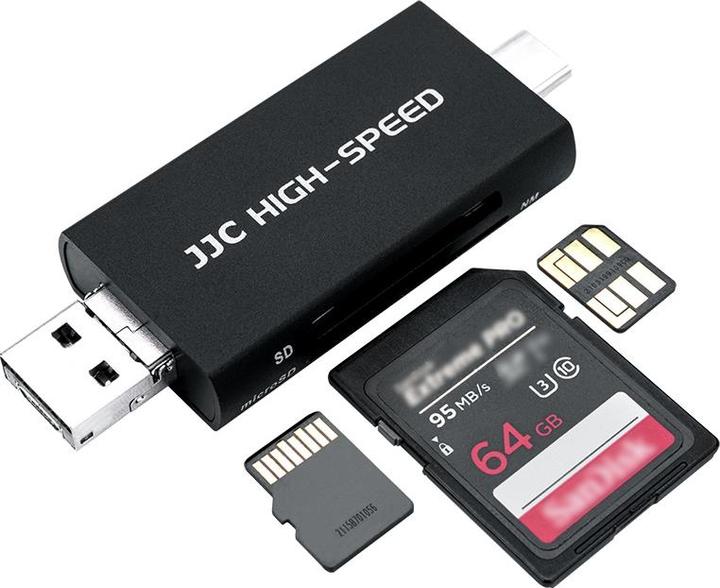 Productafbeelding JJC CR UTC5AC Geheugenkaartlezer zwart (USB, USB-C)
