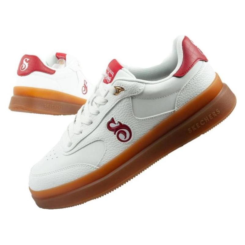 Skechers, Herren, Sneakers, Courtside-Cali Dudez Men's White Snoop Dogg Athletic Shoes, Weiss, Rot, (45)