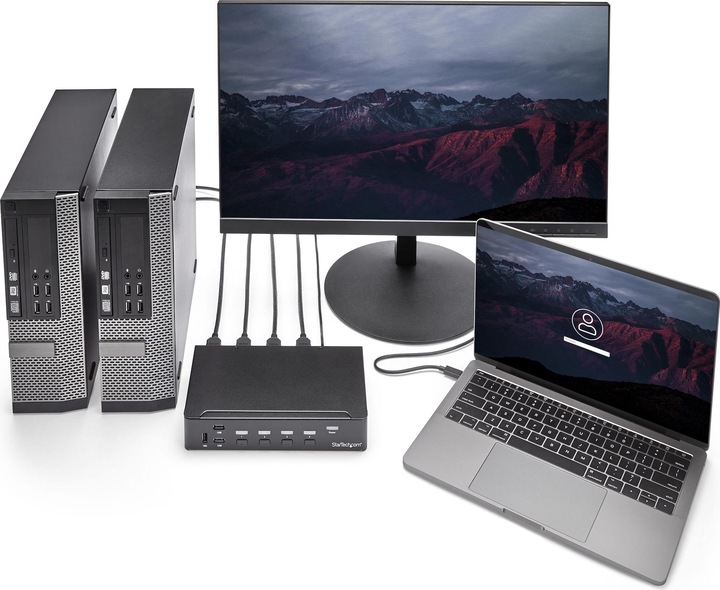 Image du produit StarTech Commutateur KVM HDMI 4 ports - Commutateur KVM HDMI avec hub USB 3.0 - 1080p