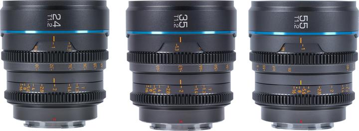 Image du produit Sirui Nightwalker 24 35+55mm T1.2 S35 MF Cine Lens Bundle M4/3-Mou (Micro Four Thirds, APS-C / DX)