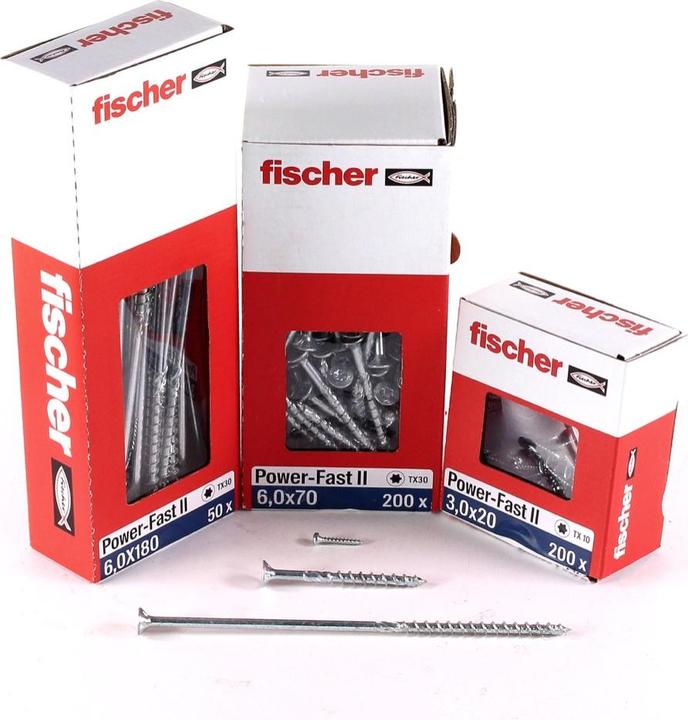 Immagine prodotto Fischer Power-Fast II 670481 Viti per pannelli truciolari 6 mm 60 mm con profilo a T in acciaio zincato 100 (100 Viti per pezzo)