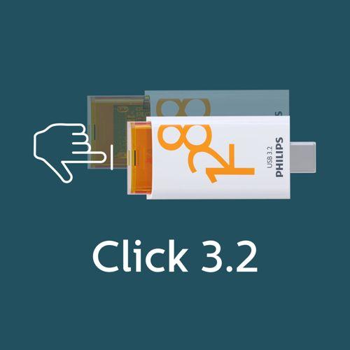 Actual product image Philips USB 3.2 128GB Click Series Gen 1 USB-C (128 GB, USB-C)