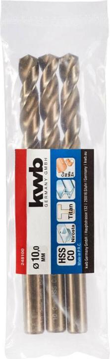 Produktbild kwb 248100 HSS-Co Spiralbohrer 1 Stück 10 mm Gesamtlänge 133 mm M35 DIN 338 Zyli (10 mm)
