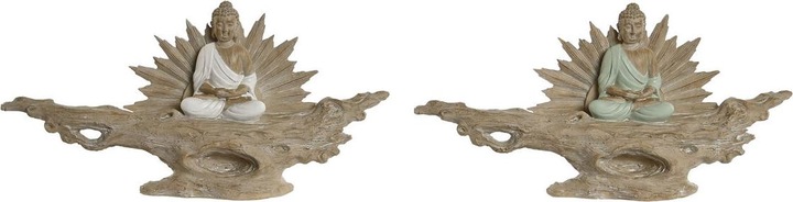 Actual product image Esprit Deko-Figur Home ESPRIT Weiss grün Buddha Orientalisch 30 x 6 x 15 cm (2 Stück)