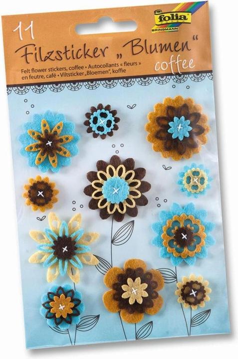 Actual product image Folia Felt Sticker Flowers Coffee