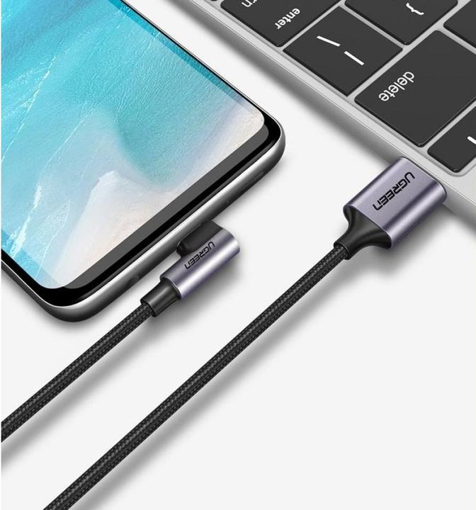 Productafbeelding Ugreen USB-C Haaks naar USB-A 2.0 A 3A Datakabel (2 m, USB 2.0)