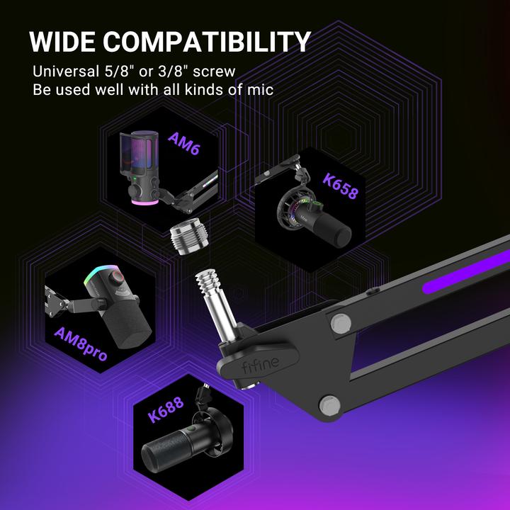 Actual product image Fifine BM38 RGB Boom Mikrofonarm