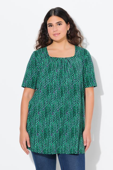 Immagine prodotto Ulla Popken Maglia dal taglio lungo e svasato con pallini, scollo rettangolare e mezze maniche (50, 52)