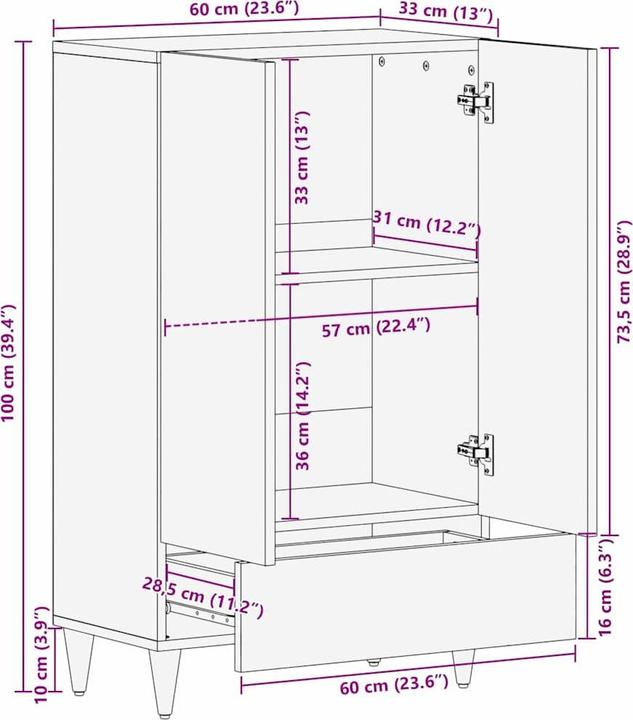 Image du produit vidaXL Sideboard (33 x 60 x 100 cm)