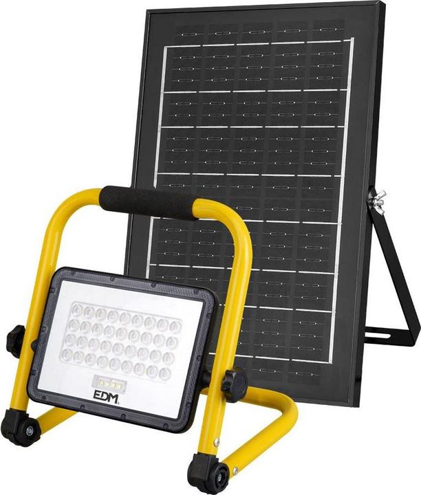 EDM Solar led solar work spotlight + solar panel - 4000 lm, 6,400 k, cool light, ip65 (4000 lm)