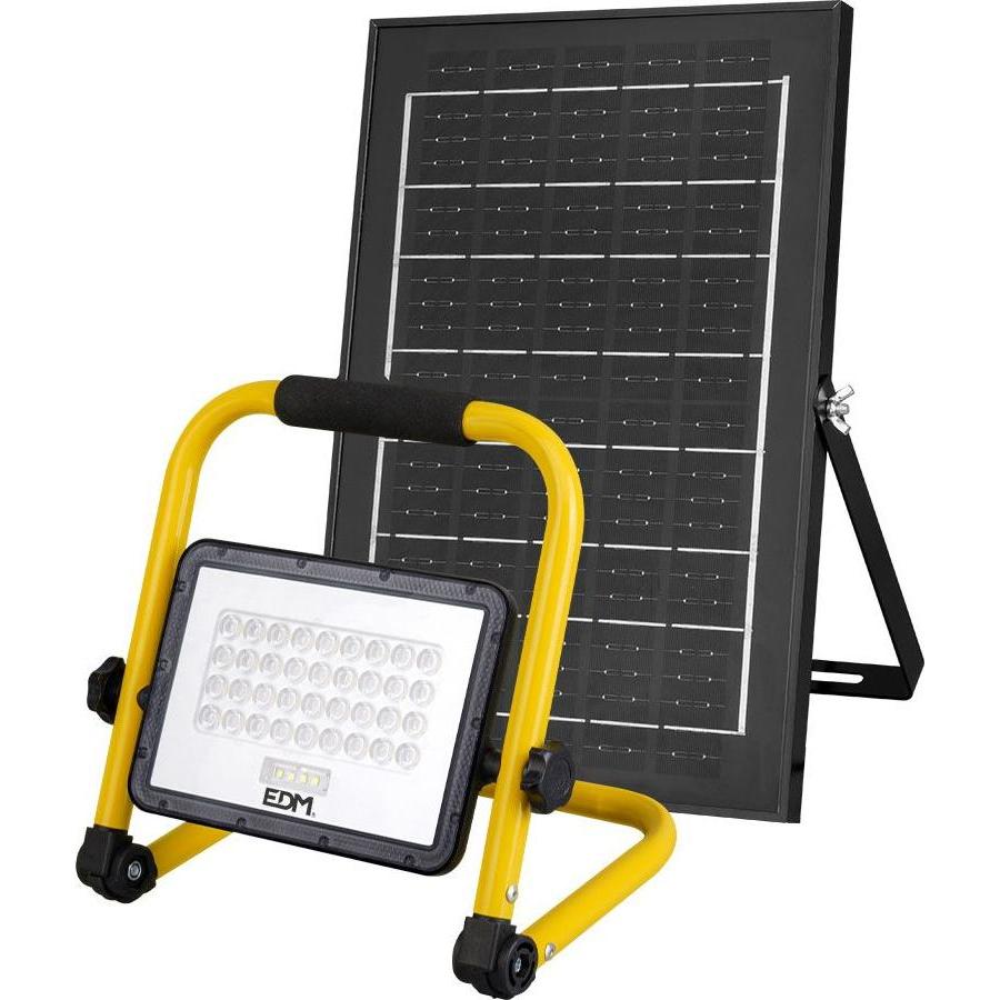 EDM, Illuminazione da lavoro, Solar led solar work spotlight + solar panel - 4000 lm, 6,400 k, cool light, ip65 (4000 lm)