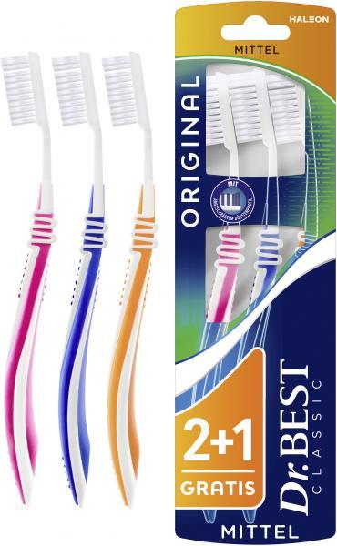 Dr.Best 2+1 Original Medium Toothbrush (Medium, 3x)