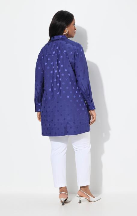 Produktbild Ulla Popken Longbluse, Jacquard-Punkte, Hemdkragen, Langarm (42, 44)