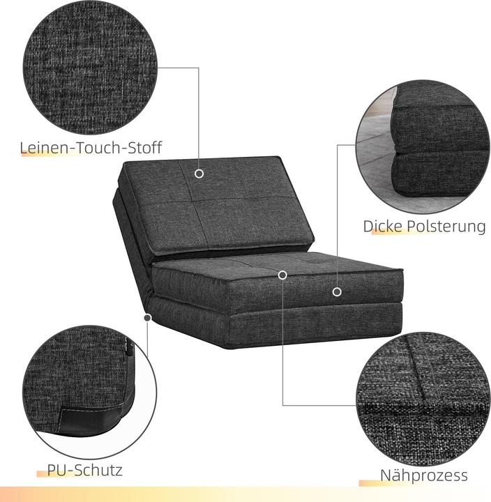 Immagine prodotto Homcom Bodensofa Polyester, Schaumstoff Dunkelgrau