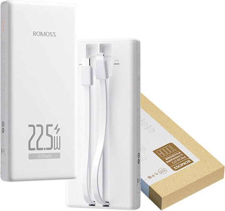Actual product image Romoss Powerbank PRC10 10000mAh 22.5W (white) (10000 mAh, 22.50 W, 37 Wh)