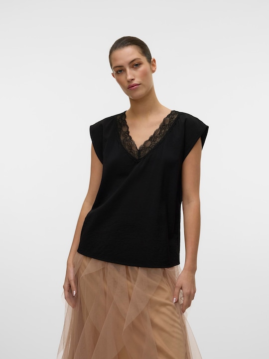 Image du produit Vero Moda Vmsafa Sl V-Neck Lace Top Wvn Ga Noos (L)