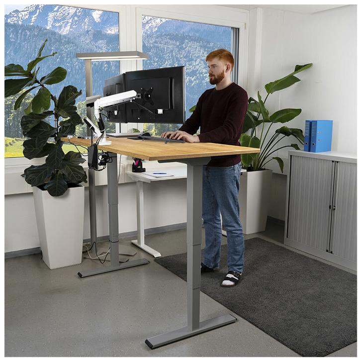 Produktbild Contini höhenverstellbarer Bürotisch 1.6x0.8m Eiche / Gestell grau RAL 7045