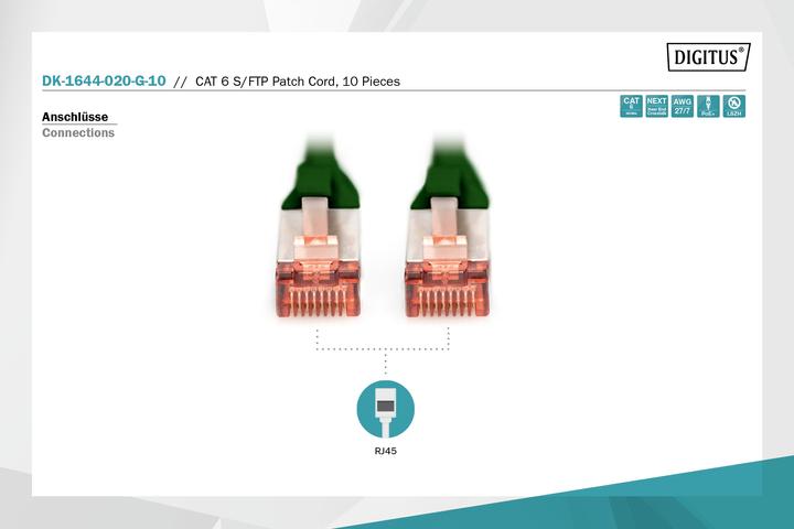 Productafbeelding Digitus CAT6 S-FTP Patchcord, 2m, Groen (S/FTP, CAT6, 2 m)