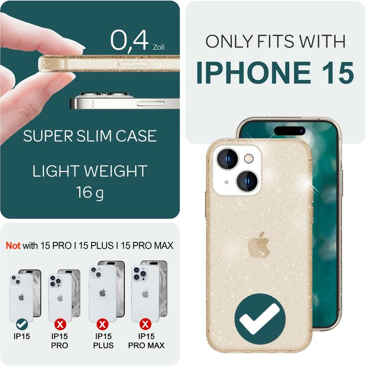 Produktbild Nalia Klare Glitzer Silikon Hülle (Apple iPhone 15)