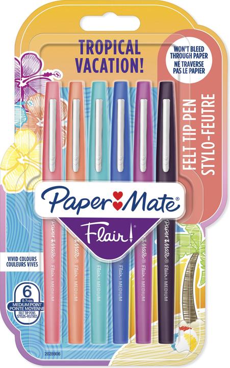 Actual product image Paper Mate Flair M Tropical Vacation (Multicoloured, 6 x)