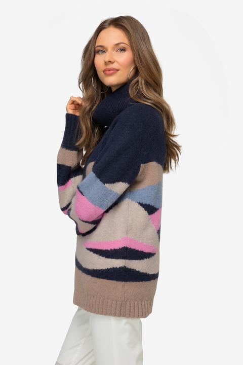 Immagine prodotto Laurasøn Maglione con design con onde, collo dolcevita e maniche lunghe raglan (L)