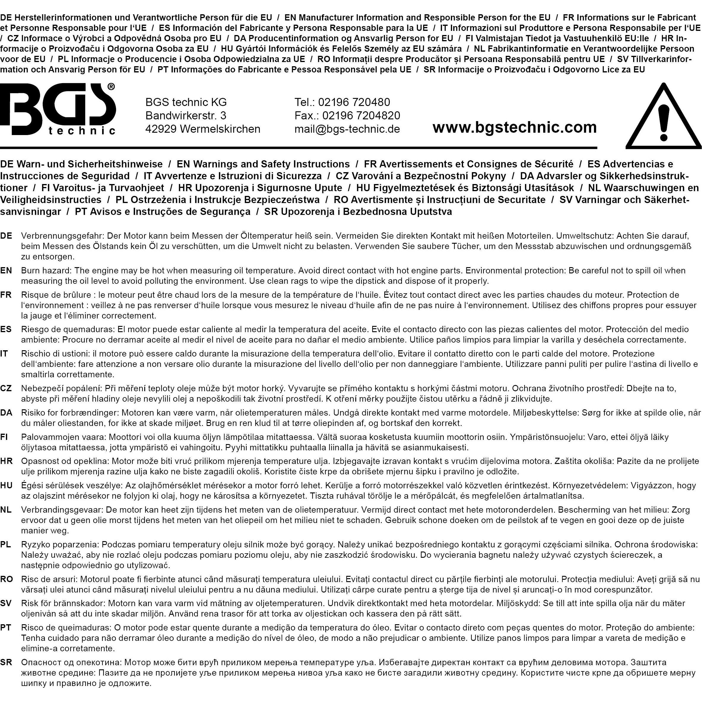 Thumbnail - BGS, Fahrzeug Werkzeug, Motoröl-Messstab für Mercedes-Benz M137, 611, 612, 613