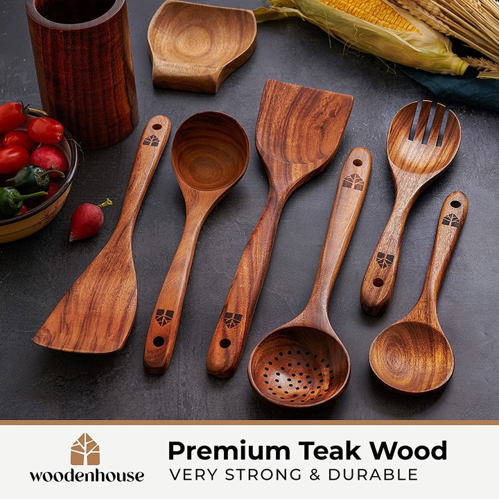 Produktbild Woodenhouse Holz Kochbesteck-Set mit Halter