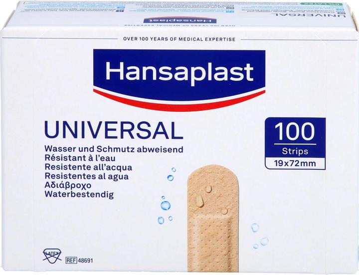 Actual product image Hansaplast Universal plaster strips water and dirt repellent, 100 plasters (100 x)