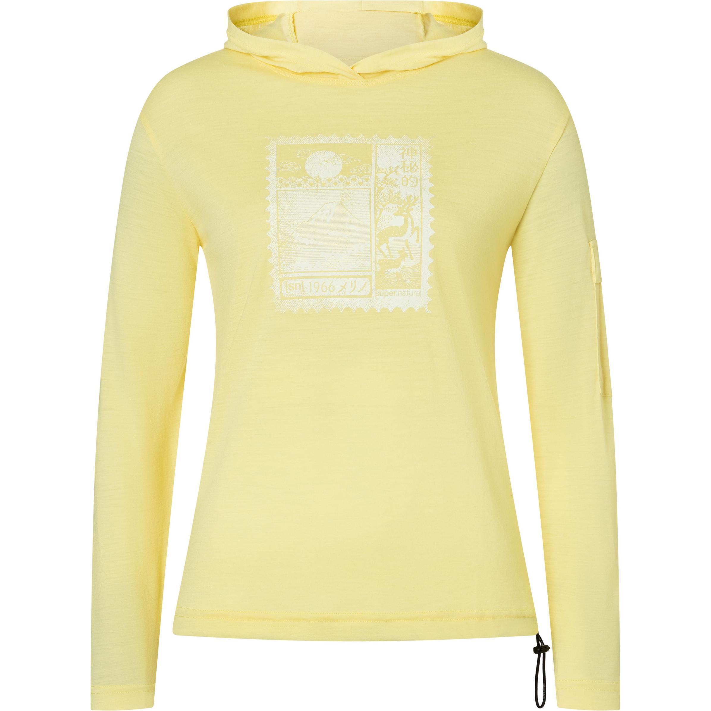 Super Natural, Damen, Pullover, Women's Stamp Light Print Hoodie, Gelb, (M)