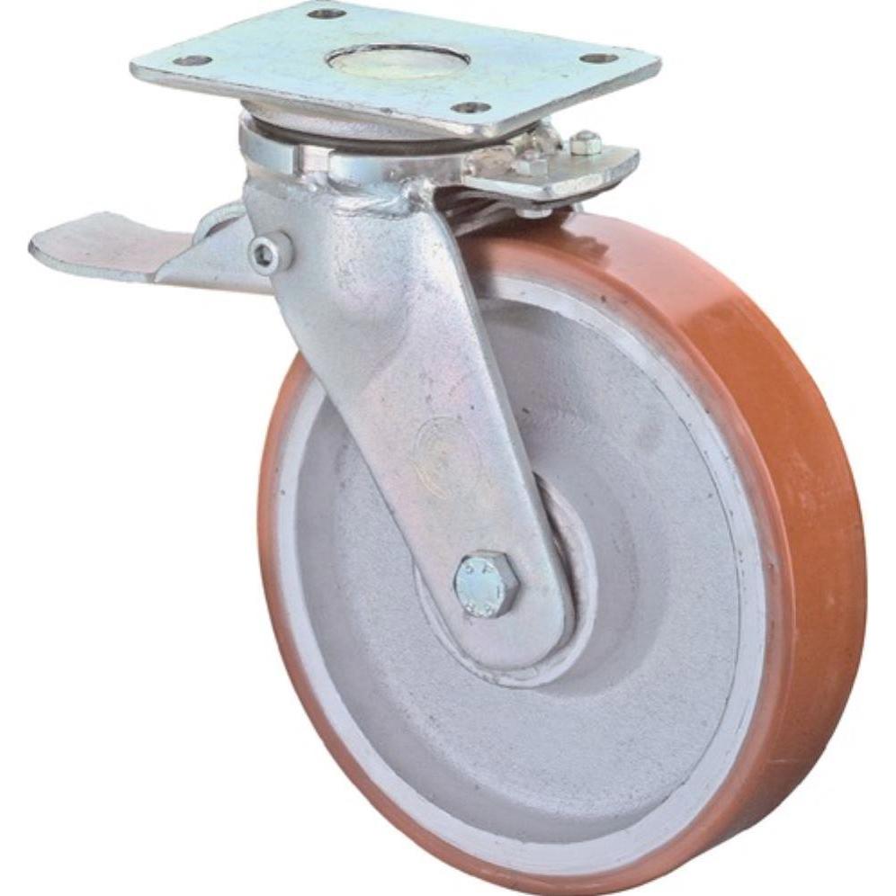 BS Rollen, Möbelrollen, Schwerlastlenkrolle Rad-Ø 100 mm Tragfähigkeit 400 kg mit Feststeller Guss-Polyurethan 138x110mm