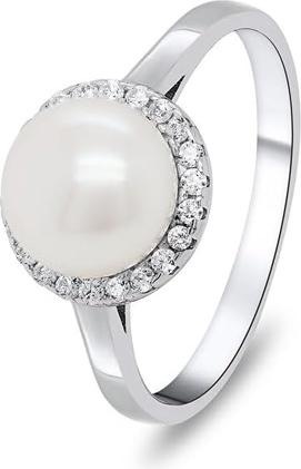 Image du produit Brilio Silver - Élégante bague en argent avec perle et zircons RI034W - Circuit : 52 mm (52)