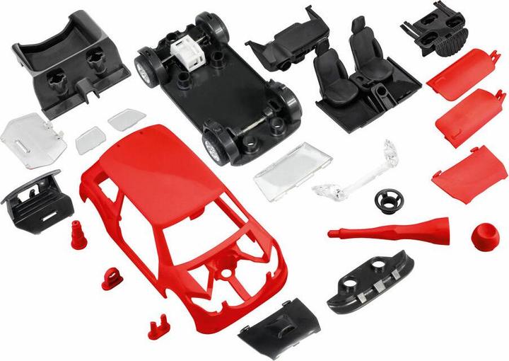 Actual product image Revell 00831 Pull Back Rally Car, red car model kit