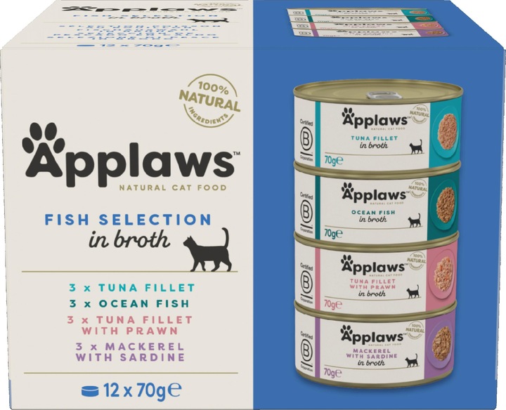 Nährwerte und Zutaten Applaws Fisch Multipack (Adult, 12 Stk., 840 g)