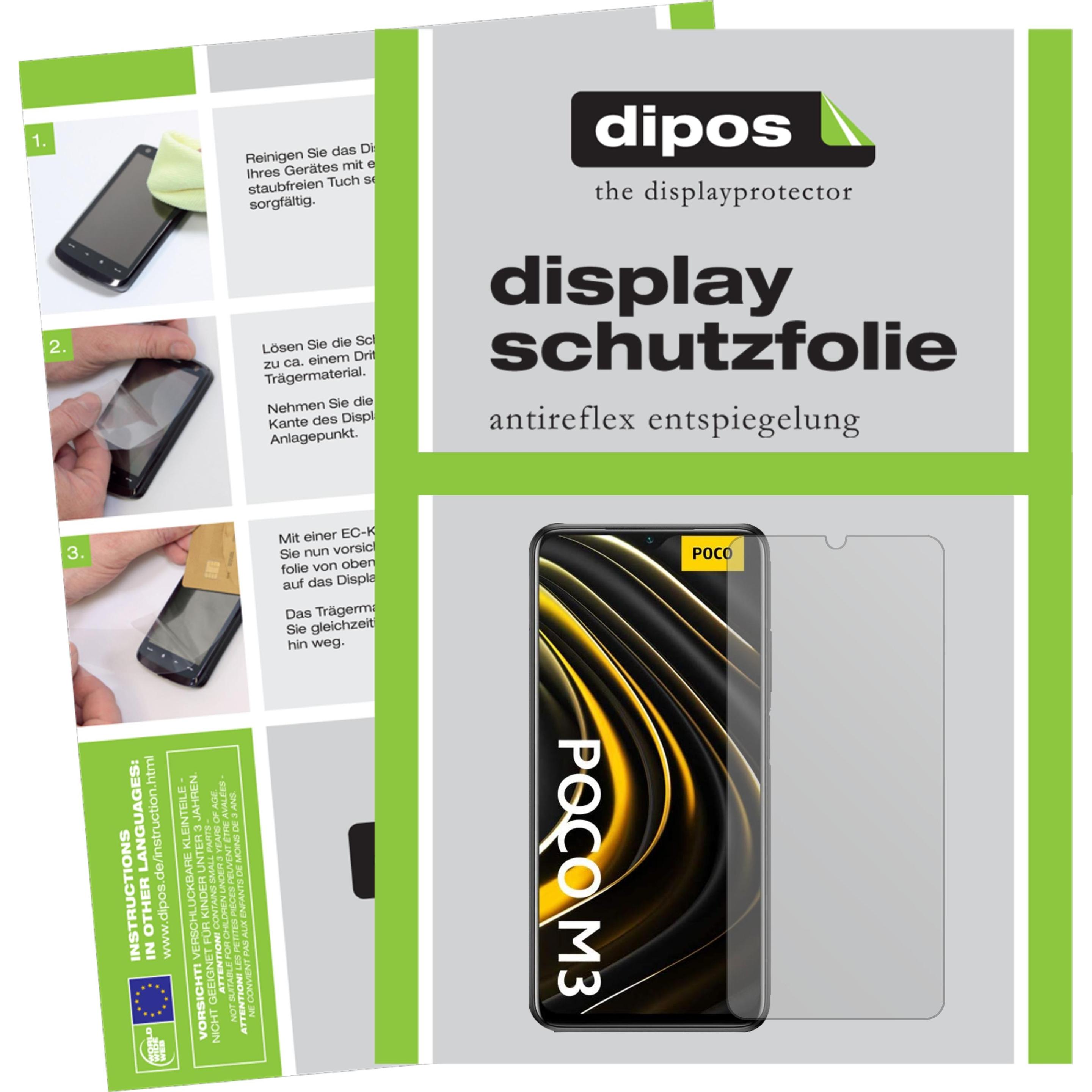 Dipos Displayschutzfolie Antireflex (2 Stück, Xiaomi Poco M3), Smartphone Schutzfolie, Transparent