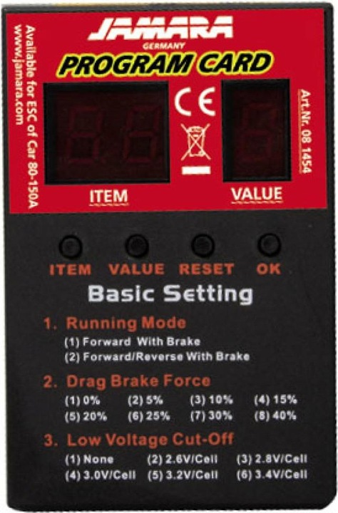 Actual product image Jamara Programming card CR 60+80+150A