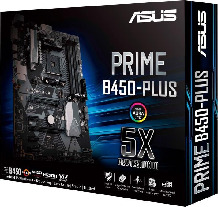 Immagine prodotto ASUS Prime B450-Plus (AM4, AMD B450, ATX)