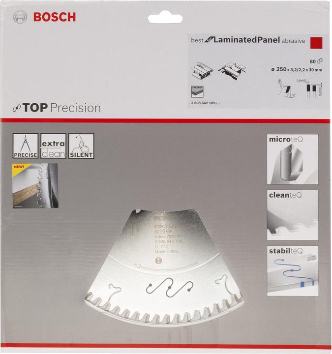 Produktbild Bosch Professional Zubehör Kreissägeblatt Top Precision Best for Laminated Panel Abrasive 250x30x3,2 mm, 80
