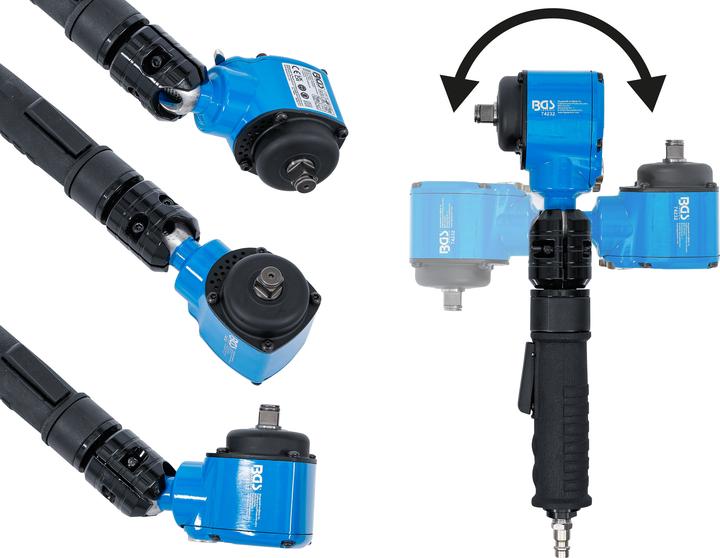 Produktbild BGS Druckluft-Schlagschrauber abgewinkelt mit dreh- und neigbarem Kopf 12,5 mm (1/2") 650 Nm (Schlagschrauber)