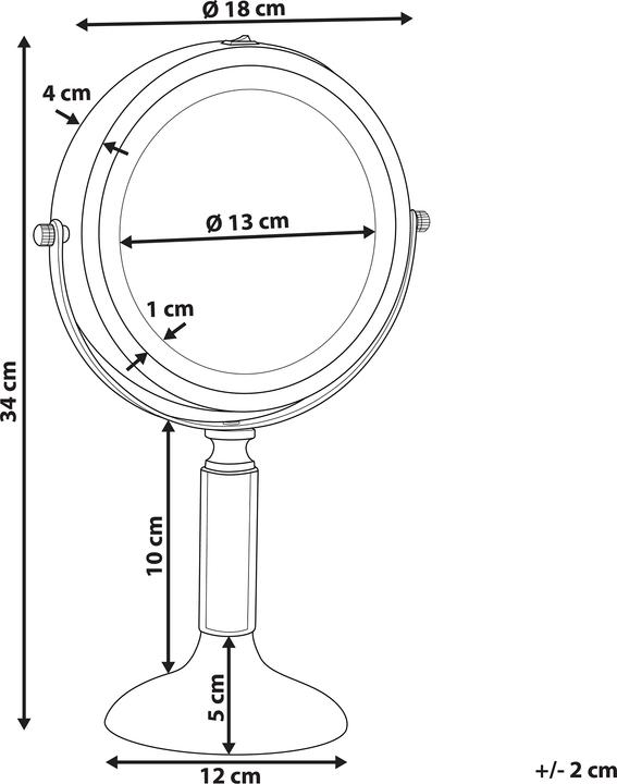 Produktbild Beliani Kosmetikspiegel roségold mit LED-Beleuchtung ø 18 cm BAIXAS (Ø 18 cm)