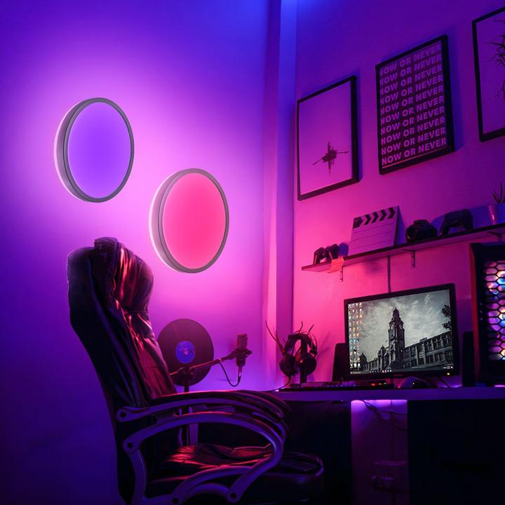 Actual product image B.K.Licht Ultra-flat RGB/W-LED panel with backlight, black, 1xLED/15W (1850 lm)