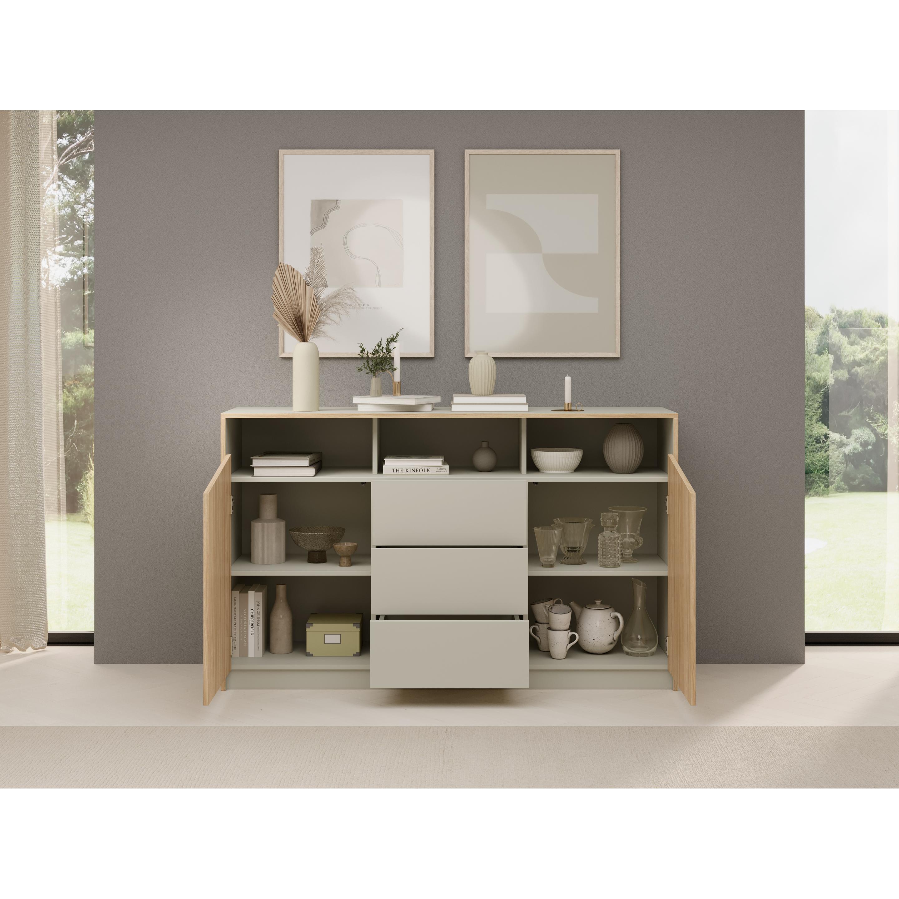 Thumbnail - ADRK Furniture, Kommode + Sideboard, Kommode mit zwei Türen Atson (145 x 40 x 91 cm)
